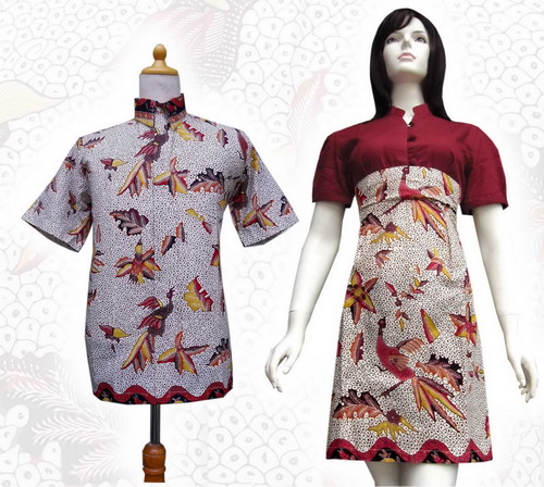 Batik Couple Shirt And Dress Motif Burung BC002