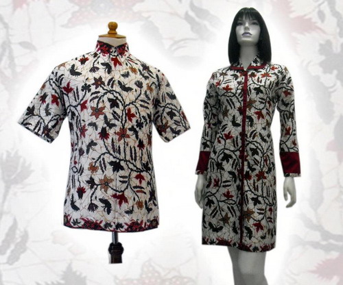 Batik Couple Shirt And Dress Motif Flower BC018